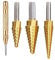NUZAMAS Set of 3 HSS Titanium Step Drill Bit Set with Automatic Center Punch | High Speed Steel | Total 28 Sizes 118°Split Point Tip Design