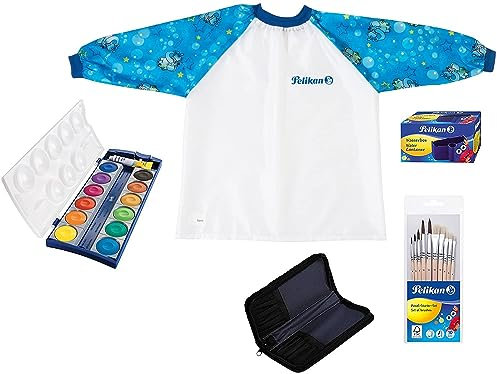 Pelikan 700405 Pinsel Starter-Set mit 5 Haar- und 5 Borstenpinseln (Haar- und Borstenpinsel, Komplett-Set Boy + Etui)