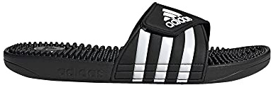 adidas unisex adult Adissage Slides Sandal, Black/White/Black, 16 Women 15 Men US