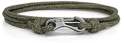 Braccialetto da Arrampicata con Moschettone Verde e Nero - Realizzato in Acciaio Inossidabile e Corda Paracord - Braccialetto Regolabile per Uomo - Braccialetto da Arrampicata Impermeabile