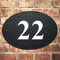 Slate House Signs Personalised Door Number Plaques for Wall Outside UV Printed Natural Slate Rustic Choice of 5 Sizes 6 Fonts Ideal For Home, Office, Gate, Porch(27x19cm Oval Number)