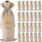 Sackleinen Wein Geschenktüten, Jute Kordelzug Weinflaschenhüllen mit Seilen und Tags für Weihnachten, Hochzeit, Reisen, Geburtstag, Urlaubsparty (24 Stück Natur)