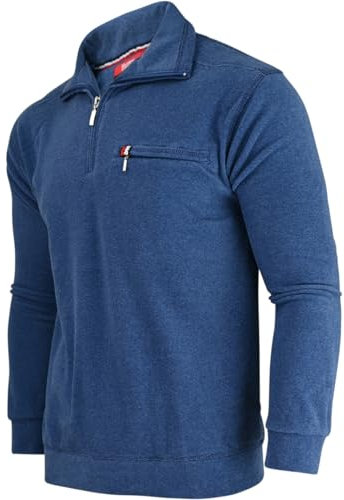Soltice Herren Langarm Sweatshirt mit Kragen, Gestreifte Strickpullover, Reißverschluss Winter Poloshirts aus Baumwoll-Mix (M, [M1] Navy SS)