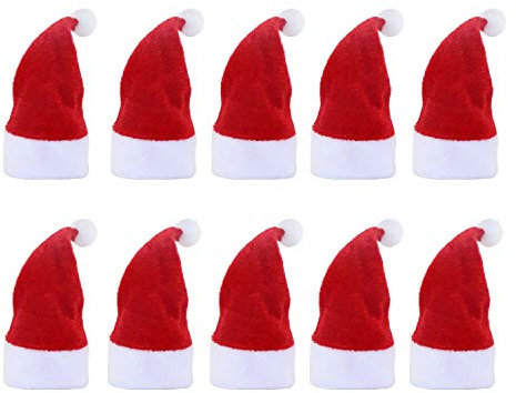 LOOGI Mini Santa Hats 10pcs, Mini Christmas Hats Wine Bottles Cover Crafts Ornaments Decor (6 * 12 cm)
