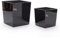 MELTOM Lot de 2 pots de fleurs carrés XL + XXL en plastique brillant Couleur : noir avec insert amovible