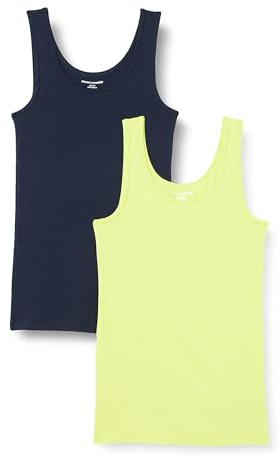 Amazon Essentials Women's Slim-Fit Vest, Pack of 2, Lime Green/Navy, XXL