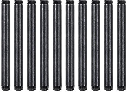 Niubid 10 Stück 1/2 Zoll x 8 Zoll schwarz Temperguss Nippel Fitting DIY Steampunk Industrie Vintage Stil