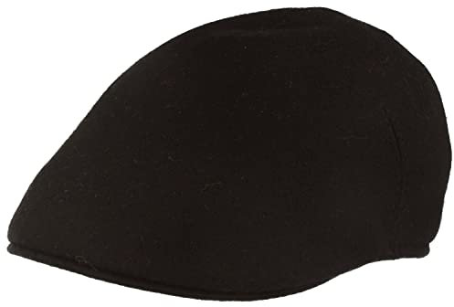 Breiter Schiebermütze Herren Flatcap 100% Wolle - Schwarz M