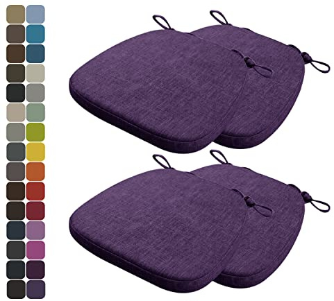 Kimgull 4er Set Stuhlkissen mit Bändern Bequeme Waschbare Rutschfestes Sitzkissen Ideal für zu Hause und Gartendekoration, viele Farben und Größen zur Auswahl (40X38X3CM Blau Lila)