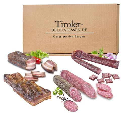 Schinken-Salami-Paket, Geschenkset Deftig und Kräftig - 1040g - würzige Delikatessen mit intensiven Geschmack - Speck und Würste