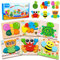 6 Stück Holzpuzzle Holzspielzeug für Kinder, Steckpuzzle Holz Montessori Spielzeug für Baby, Tier Holzpuzzle Puzzle Kleinkind Lernspielzeug für Kinder, Weihnachten Geburtstag