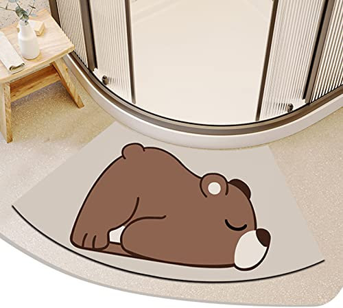 DASJD Duschvorleger Eckdusche Fächerförmig, rutschfest Kieselgur Gebogene Duschmatte, Super Weich Saugfähige Duschvorleger Runddusche Perfekt an Eine Runddusche Anpasst,G,40x75cm