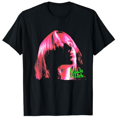 Billie Eilish Offizielles T-Shirt, Unisex-Erwachsene, Schwarz, S, Kurzarm, Klassische Passform, Musik, T-Shirt