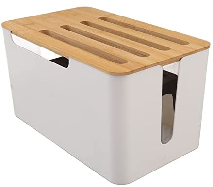 Focket Caja de Almacenamiento para Router WiFi inalámbrico, regleta de enchufes y gestión de Cables, Estante de Madera para Router, Estante de Madera con Tapa para Router módem para Estan