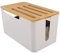Wireless WiFi Router Storage Box, Power Strip and Cable Management Hider Rack, Wooden Router Shelf, Modem Router Cover Wood Shelf for Office Desktop Organizer Shelves