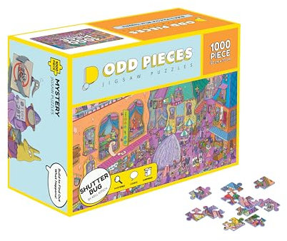 Odd Pieces Mystery Jigsaw Puzzle - Serie 2 Shutterbug Mystery Puzzle mit Geschichtenerzähl-Comics, Hinweise zur Schatzsuche, geheimes Ende, 1000-teiliges Puzzle für Erwachsene und Kinder, rahmenbare