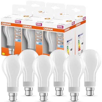Osram LED Star Classic A150 LED Lampe für B22d Sockel, Birnenform, GL FR, 2452 Lumen, kaltweiß (4000K), Ersatz für herkömmliche 150W Glühbirnen, nicht dimmbar, 6er-Pack