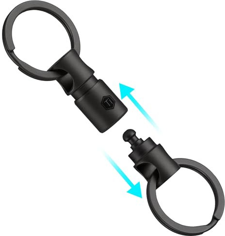 KeyUnity KA24 Abnehmbarer Schlüsselring-Anschluss, doppelendiger drehbarer 360° Schlüsselbund aus Titan, Schlüssel-Organizer-Linker Karabiner für Auto, Hau,Zubehör