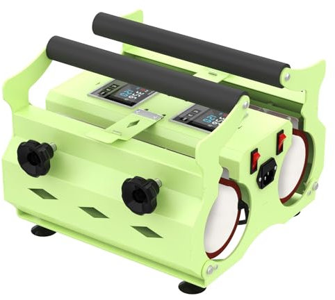 CYTBEK Double Station Tumbler Heat Press Machine for 11oz-30oz Stainless Steel, Ceramic, Glass Tumbler,2 in 1 Mug Press Machine with Two Independent Controlled LCD Panels, DIY Heat Transfer Print