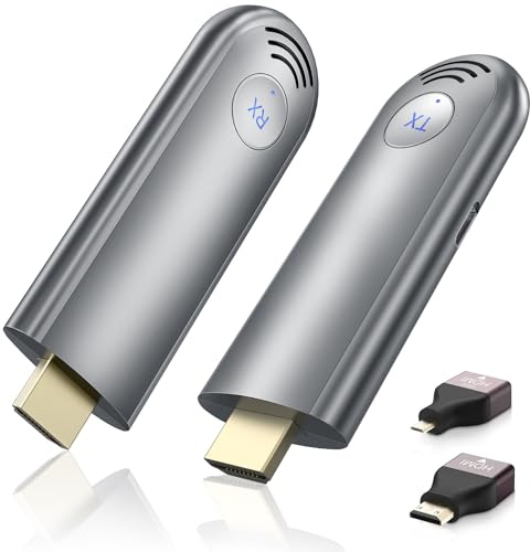 Wireless HDMI Transmitter and Receiver, Plug & Play Portable 2.4G/5G Wireless HDMI Extender Kit for Streaming Video and Audio to Monitor from Laptop/PC/TV Box/Projector, Grey