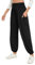 Famulily Damen Bequeme Stretch Plain Lounge Bottoms Smocked High Rise Harem Pyjama Hose mit Taschen Schwarz XL