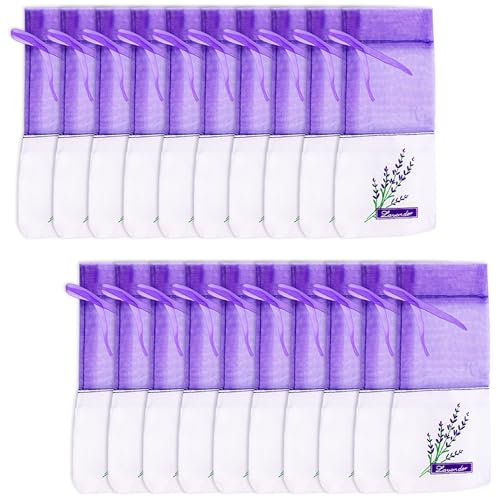 Vanyibro Lot de 20 sachets vides de lavande séchées pour placards Parfum violet