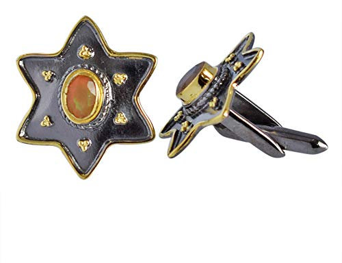 Ovale Manschettenknöpfe aus äthiopischem Opal-Edelstein für Herren, handgefertigter Schmuck aus 925er Sterlingsilber