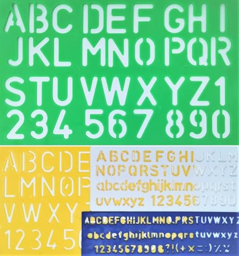 4-Piece Alphabet & Number Stencil Set – Reusable Plastic Letter Stencils for Painting, Drawing, Learning & Crafting – Ideal for Sign Making, Fabric Painting & Arts & Crafts