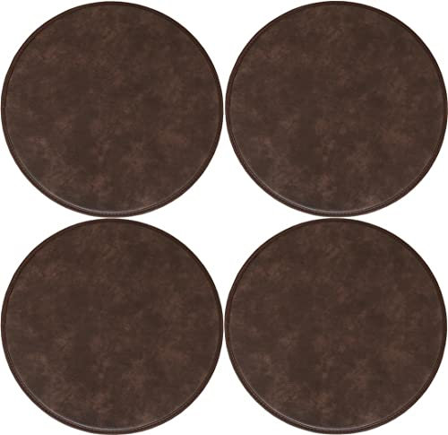 xinrishe wasserdichte Stuhlkissen aus Leder, Set mit 1/2/4 runden Sitzkissen, rutschfeste runde Kissen-Stuhlpolster für 25 cm, 30 cm, 35 cm, 40 cm, 45 cm Stühle/Rundhocker (Farbe: Braun-E, Größe: 40