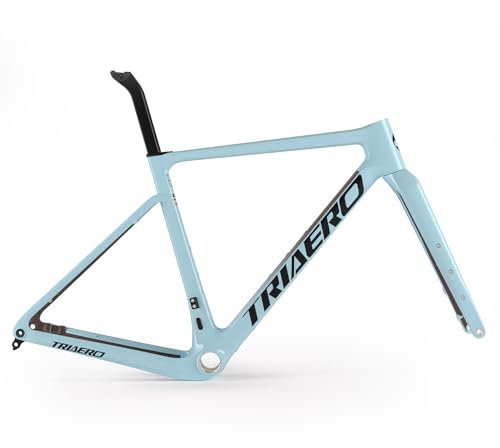 ICAN Graro Carbon Gravel Bike Rahmenset UCI und UDH Hinterradaufhänger Tretlager T47 49/52/54/56/58cm (Celeste, 56cm)