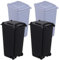 Wensmy 4pcs Office Desktop Trash Can Desktop Mini Trash Bin Plastic Desk Garbage Bin Curbside Trash Bin Pencil Pen Cup Holder with Lips & Wheels for Home Office (Light Blue+Black)