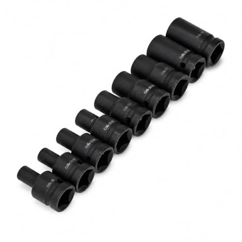 Fabater Gewindebohrer-Steckschlüsselsatz, 9-teilige Verstellbare Gewindebohrerhalter, 1/2-Zoll-Adapter für Elektrische Pneumatische Handschlüssel, M6, M8, M10, M12, M14, M18, M20, M22, M24