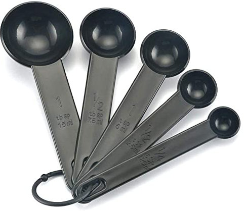 Juego de 5 cucharillas de plástico con escala para hornear, medidores de color M5E1, juego de herramientas de cuchara para hornear, sal, para platos multicolor de 1 ml, aceite, cucharas, etiqueta de