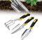 Garden Tools Set - 3 Piece Aluminum Gardening Tools Kit with Rake, Graduated Shovel & Trowel | Hand Wide Shovel with Soft Rubberized Non-Slip Ergonomic Handle for Planting (Yellow)