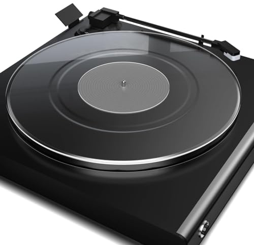 Acrylic Turntable Slipmat, Record Player Platter 12in Mat Non Static Dustproof DJ Equipment Accessories, Transparent Black and Transparent, for All 12in Platters