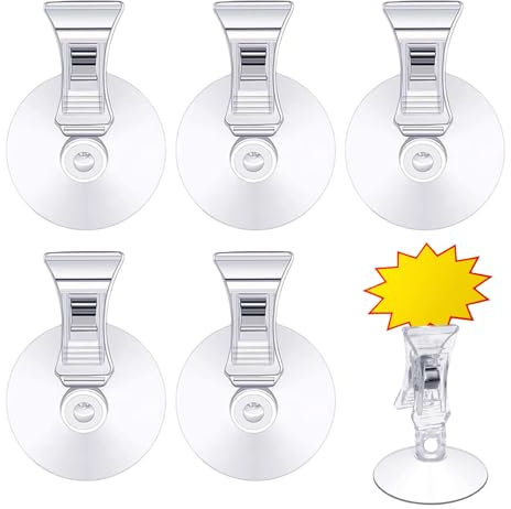 5 Stück Saugnapf Haken,Auto Saugnäpfe mit Klemme Parkscheinhalter Windschutzscheibe,Fenster Suction Clip Parkausweis Befestigung Blatthalter Clips,parktickethalter saughaken,für Aquarium Windows