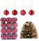Alppihym 24 Piezas por Caja Bolas de Navidad 4cm - Decoración navideña de plástico, Rojo, Plata, Oro Adornos para árboles de Navidad para árbol de Navidad (Rojo)
