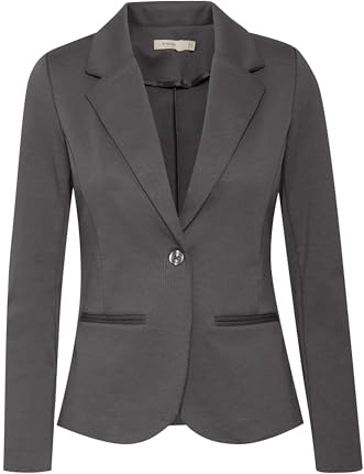 fransa FRZablazer Damen Blazer Jackenklazer Anzugsjacke mit Stretch Reverskragen 1-Knopf-Form Paspeltaschen Regular fit, Größe:M, Farbe:Asphalt (190201)
