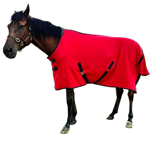 Polarfleece-Pferdedecke, weicher Kühler, multifunktionales Pferdedecke, Rot, Größe 135 cm