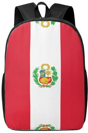 Rucksack mit Flagge von Peru, für Herren und Damen, leicht, Büchertasche, lässiger Tagesrucksack für College, Arbeitsplatz, Reisen, Schwarz , One size