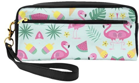 Petite trousse de maquillage flamant rose avec fermeture éclair pour femme, Noir , Taille unique, Trousse de maquillage