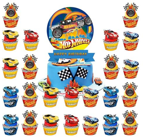 Pack of 25 Car Cake Decorations Family Racing Car Cake Decoration Birthday Racing Car Birthday Cake Decoration Boy Car Muffin Decoration Racing Car Cupcake Topper for Children Birthday Accessories
