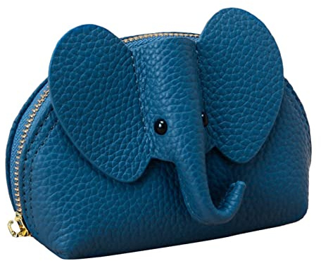 Cuir de vachette Animal Mignon Porte-monnaie Éléphant Porte-monnaie Porte-monnaie avec bracelet Portefeuilles Hommes Pince, bleu ciel, Taille unique