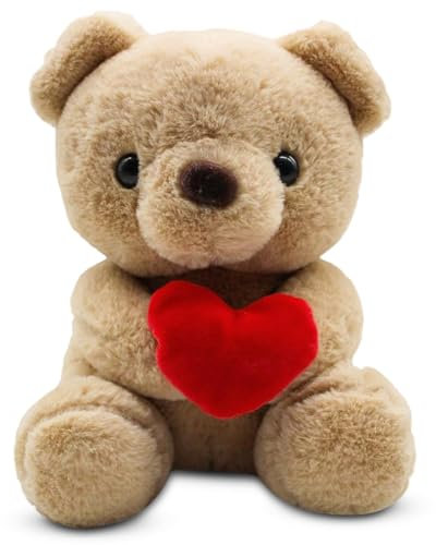 Teddybär, Plüsch-Bär 23cm Teddy mit Liebe, Stofftier Teddy, Teddybären Liebe Stofftier, Kuscheltier Spielzeug Dekozimmer Kissen, Schmusetier Geschenke Für Mama, Kinder, Liebhaber, Valentinstag (Braun)