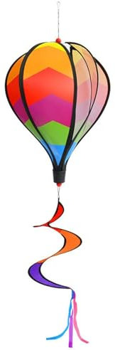 Windballon – Garten-Windmühle aus Ballon, Bogenwirbel, rotierendes Windrad mit Pailletten, gestreift, Heißluftballon-Windmühle für Haus und Weihnachtsdekoration