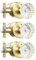 Leydebong 3 Pack Gold Door Knobs Interior, Glass Bedroom/Bathroom Door Knob with Lock, Privacy No Key Door Knobs with Fluted Glass Door Knob with Victorian Plate Rosettes