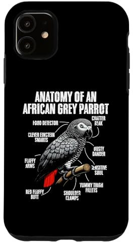 iPhone 11 Anatomy Of An African Grey Parrot Funny Parrot Ornithologist Case