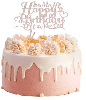 Mastri 1PCS Cake Topper, Birthday Party Cake Decorations,Birthday Cake Topper for Pop Music Singer Theme,Double Sided Glitter Card (Rose Gold)