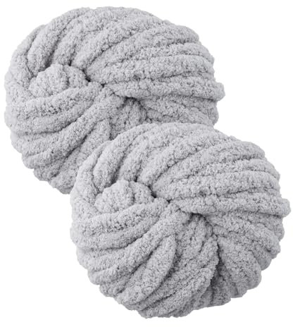 Dicke Wolle Garn 500g 54 m, Chunky Yarn Soft xxl Wolle zum Handstricken, Sperrige Armstricken wolle zum Häkeln von Kissen Decken Schals Puppen Taschen Teppiche Mützen Haustierbetten (Hellgrau)