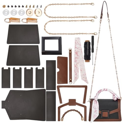 WADORN DIY Fashion Lady Top Handle Schultertasche Herstellungsset Kunstleder Handgefertigtes Set Zum Nähen von Ledertaschen Damen Umhängetaschen DIY Kit Zur Taschenherstellung, Schwarz
